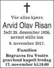 Dødsannonse Arvid Olav Risan